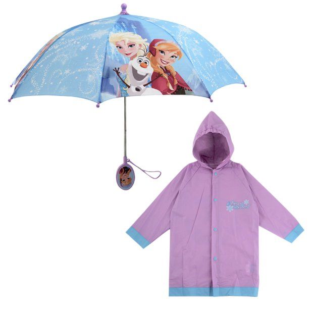 Disney Little Girl's Elsa and Anna Slicker and Umbrella Rain-wear Set Accessory, Light Purple, Me... | Walmart (US)