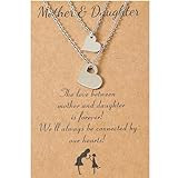 Bonus Mom Mothers Day Necklace for Mom,Pack 2 Personalized Heart Necklace,Mom and Daughter Matching Necklace,Silver Necklace for Mom with Mothers Day Card | Amazon (US)