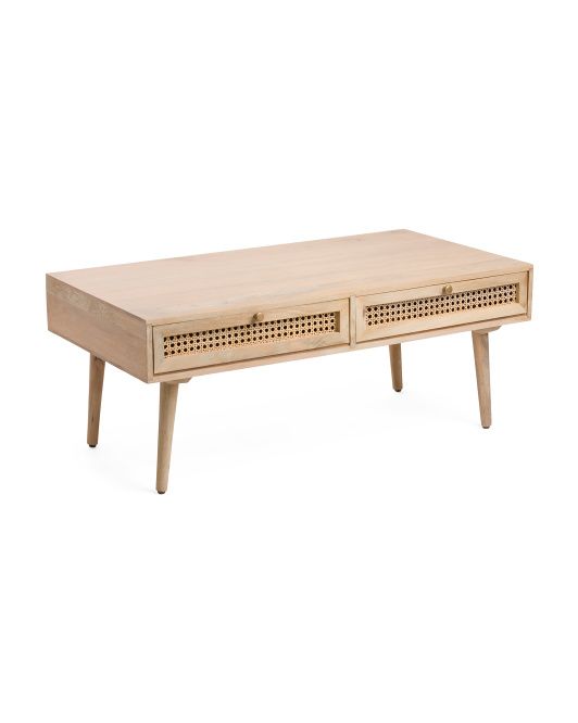 Mango Wood &amp; Cane Coffee Table | TJ Maxx