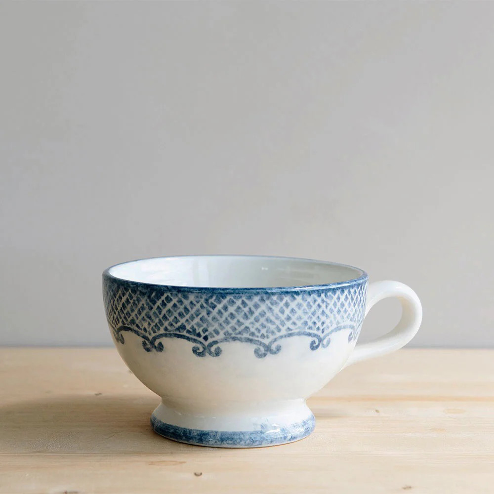 Hand-Painted Round Indigo Ceramic Mug | Roan Iris