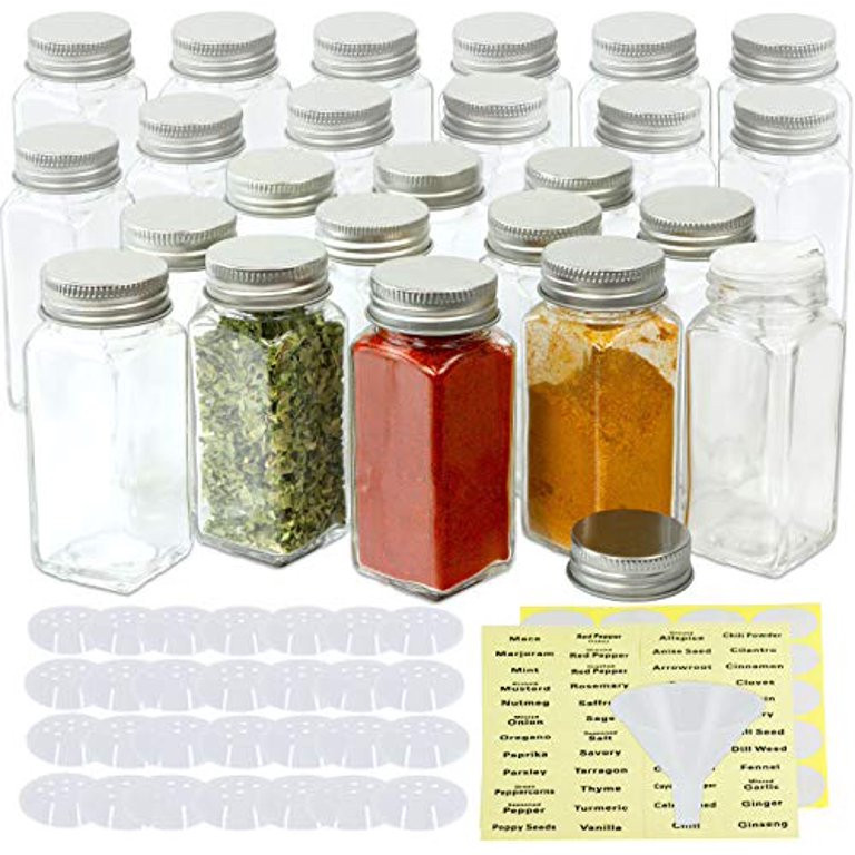 SimpleHouseware Spice Jars 4 Ounce Square Bottles w/labels, 24-Pack | Walmart (US)