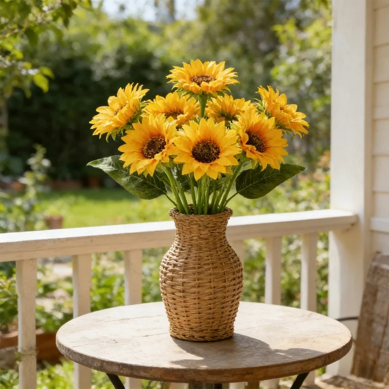 Artificial Sunflower Floral Arrangement for Weddings & Home Decor - Yellow Plastic, 33cm, Perfect... | Walmart (US)