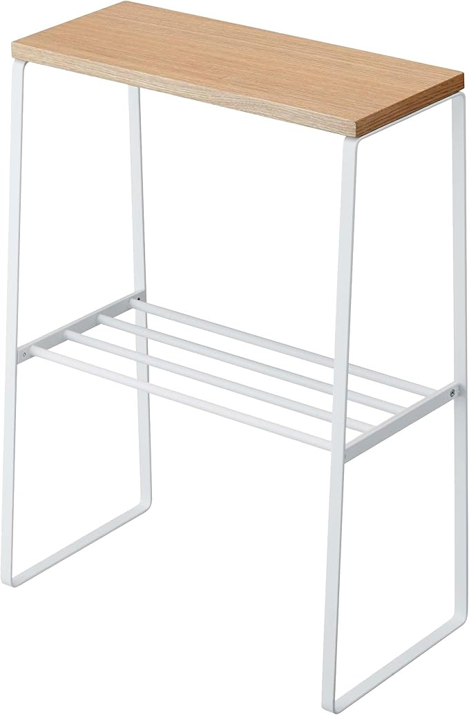 Narrow Living Room End Table - Slim Side Storage Shelf Stand Furniture Metal and Wood Modern Skin... | Amazon (US)