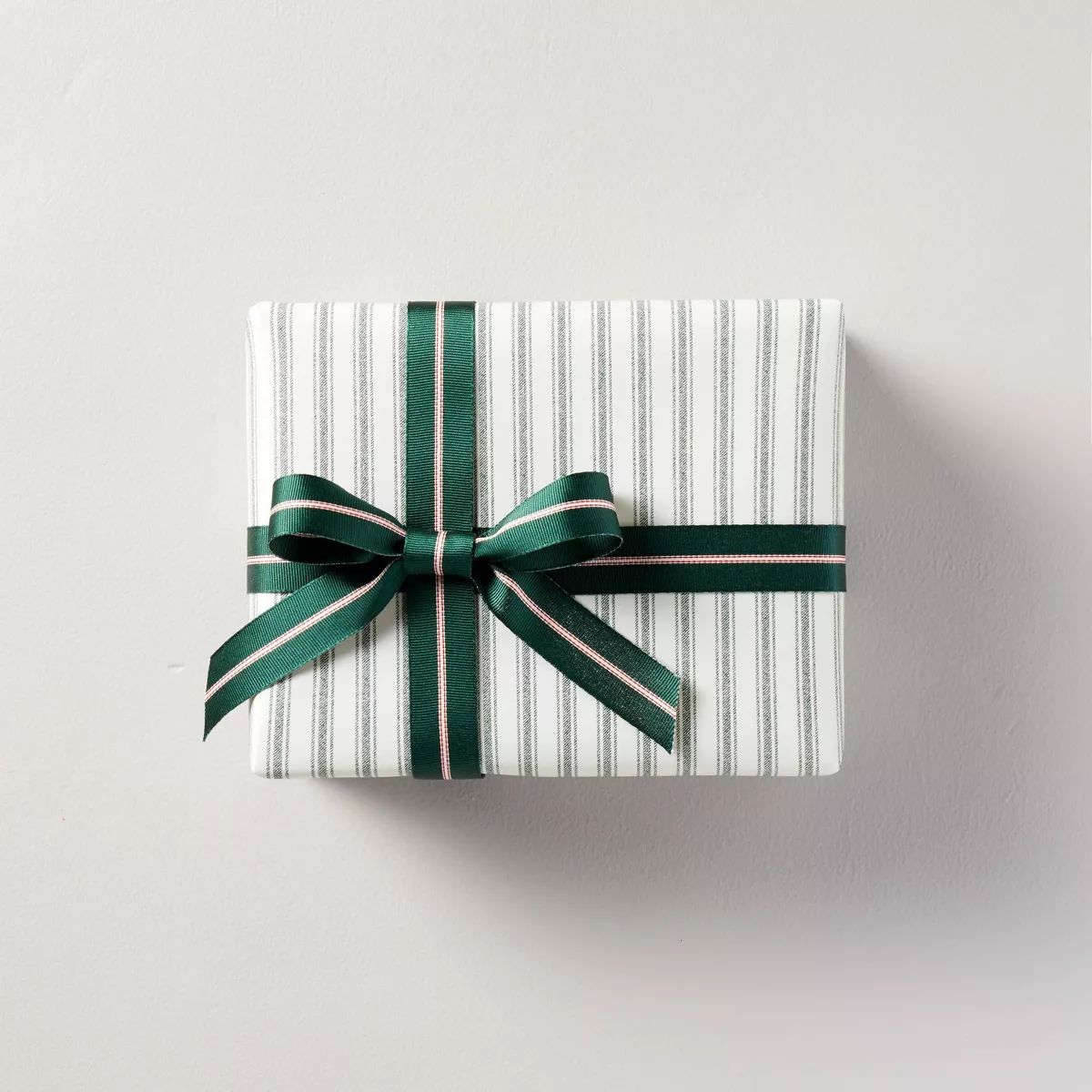 30 sq ft Ticking Stripe Christmas Gift Wrap Green/Cream - Hearth & Hand™ with Magnolia | Target