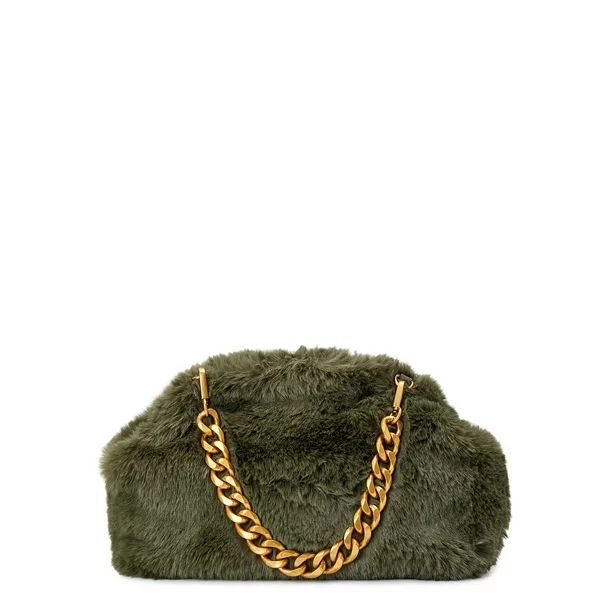 Scoop Women's Faux Fur Clutch with Chain Handle Green - Walmart.com | Walmart (US)