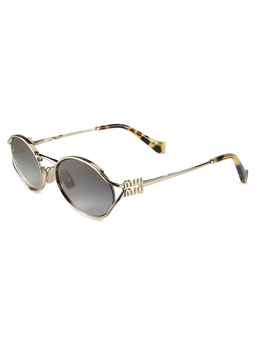 Women's 54MM Metal Round Sunglasses - Pale Gold Grey | Saks Fifth Avenue