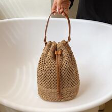 Mini Drawstring Design Straw Bag | SHEIN