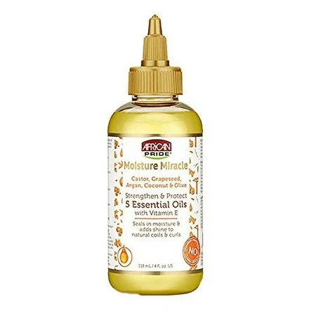 African Pride Miracle 5 Essential Oils - Castor Grapeseed Argan Coconut & Olive Oil Moisture & Adds Hair Vitamin E 4 oz | Walmart (US)