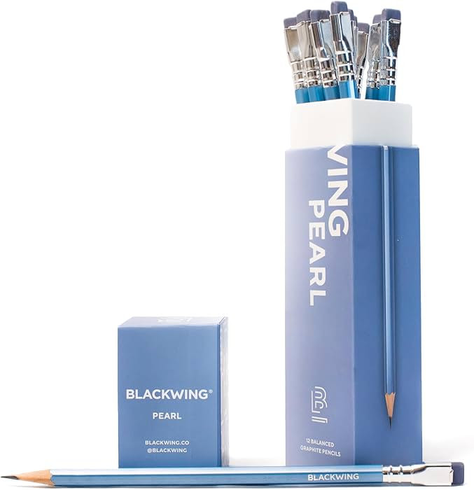 Blackwing Pearl Pencils - 12 Count, Blue Lacquer Finish, 2B Balanced Lead, Premium Wood, Japanese... | Amazon (US)