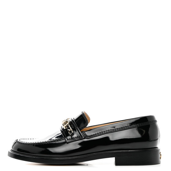CHANEL Shiny Calfskin Logo Loafers 42 Black | FASHIONPHILE (US)