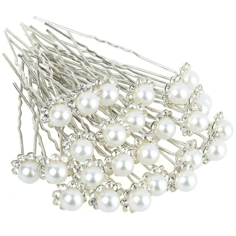 H&S Wedding Pearl Hair Pins for Bride's Hairstyle - 40pcs - Flower Crystal Hair Pins Clips for Br... | Walmart (US)