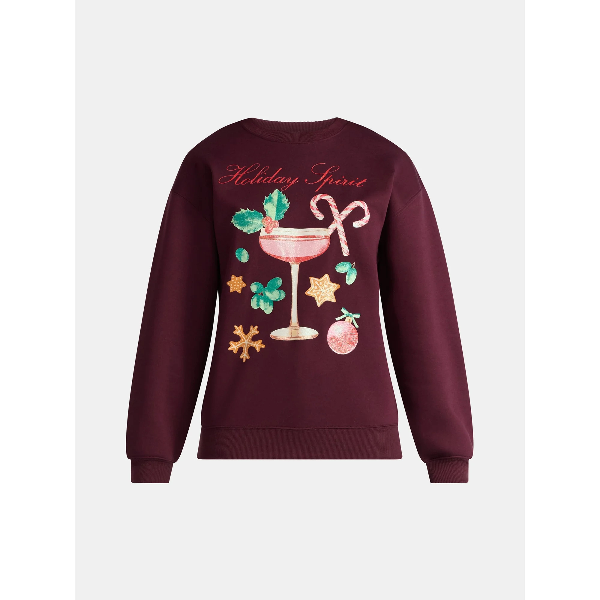 Christmas Women's Holiday Spirit Graphic Sweatshirt with Long Sleeves, Sizes XXS-XXL | Walmart (US)