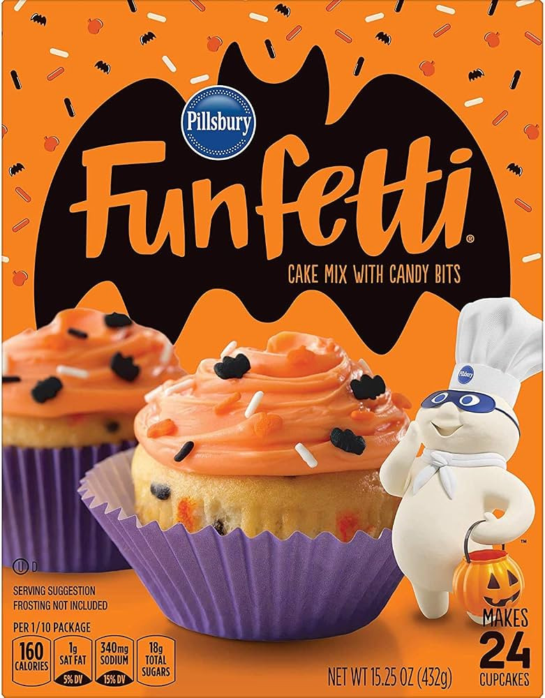 Pillsbury Funfetti Cake Mix with Candy Bits and Funfetti Vanilla Frosting Halloween Theme | Amazon (US)
