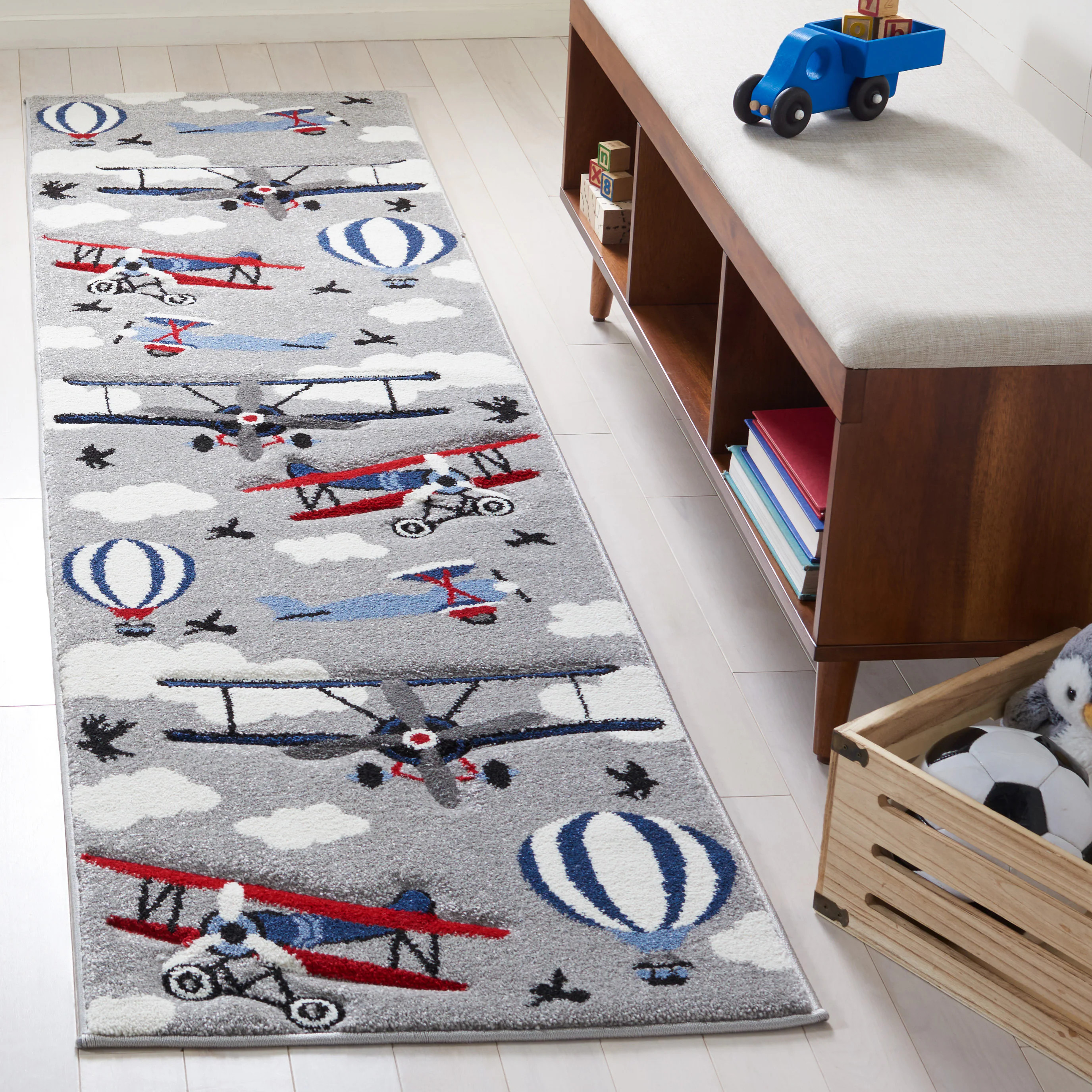 Safavieh Carousel Kids 137F Light Grey/Red 2ft-3in x 12ft Runner Rug one_size in Gray | CRK137F-212 | Lowe's