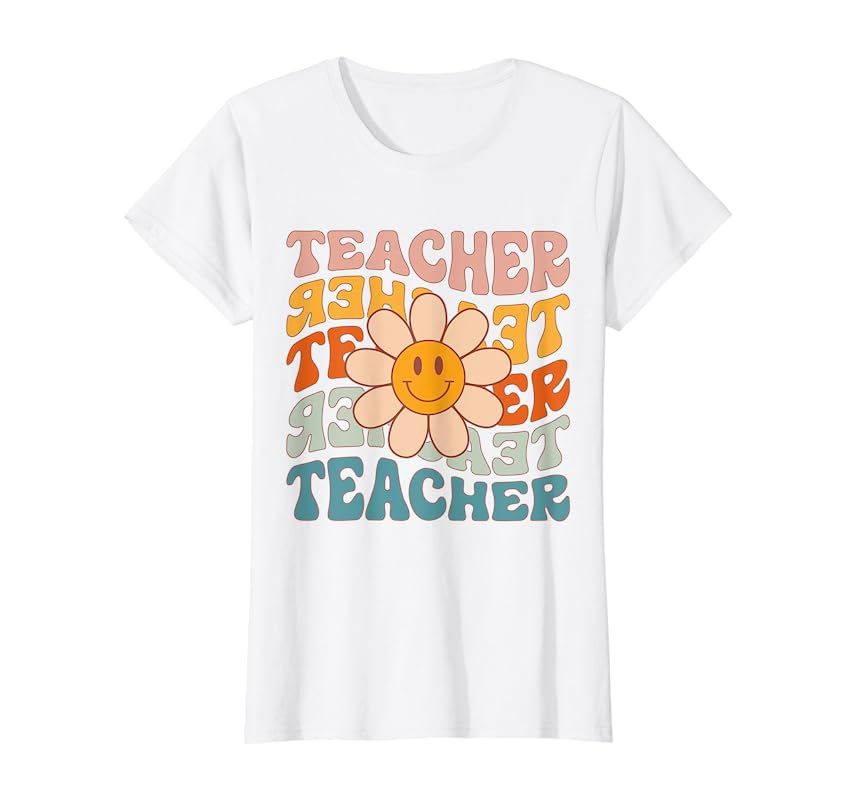 Amazon.com: Retro Teacher Daisy Colorful - Elementary School Teacher T-Shirt : Clothing, Shoes & ... | Amazon (US)