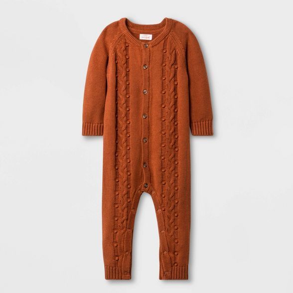 Baby Boys' Bobble Cable Romper - Cat & Jack™ Orange | Target