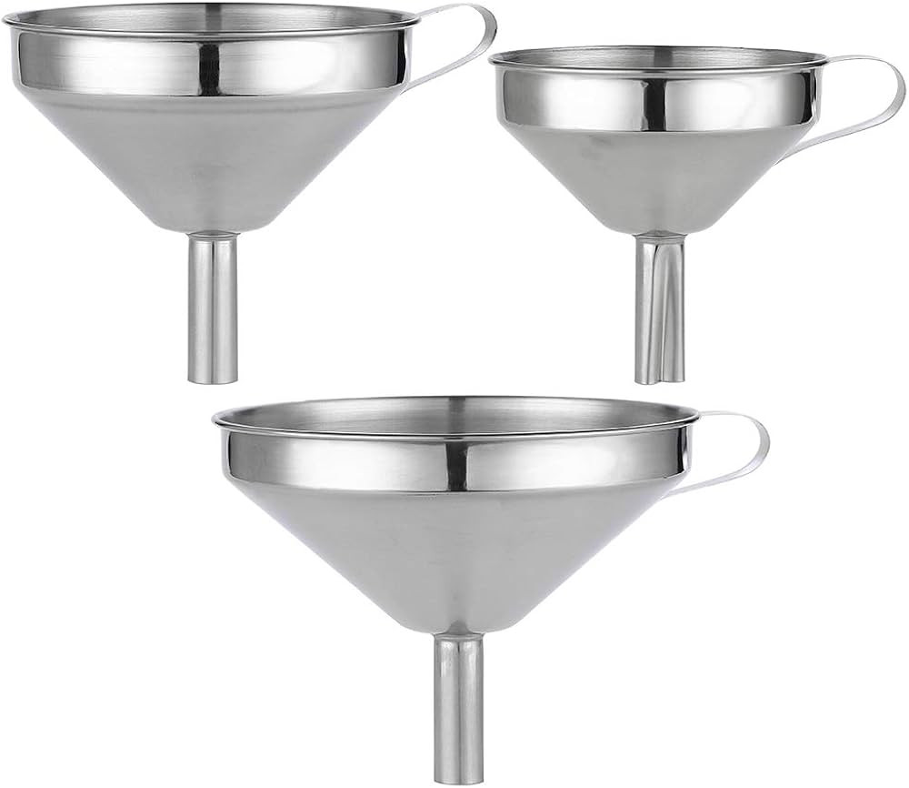 Amazon.com: JXS 3 Pack Stainless Steel Funnels, Silver Kitchen Funnels, Easy to Clean Small Funne... | Amazon (US)