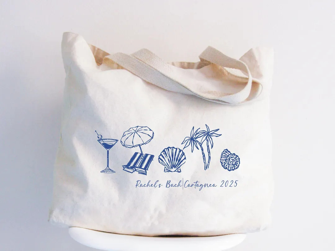 Coastal Doodle Tote Bag, Last Toast on the Coast, Destination Wedding Welcome Tote, Coastal Bache... | Etsy (Global)