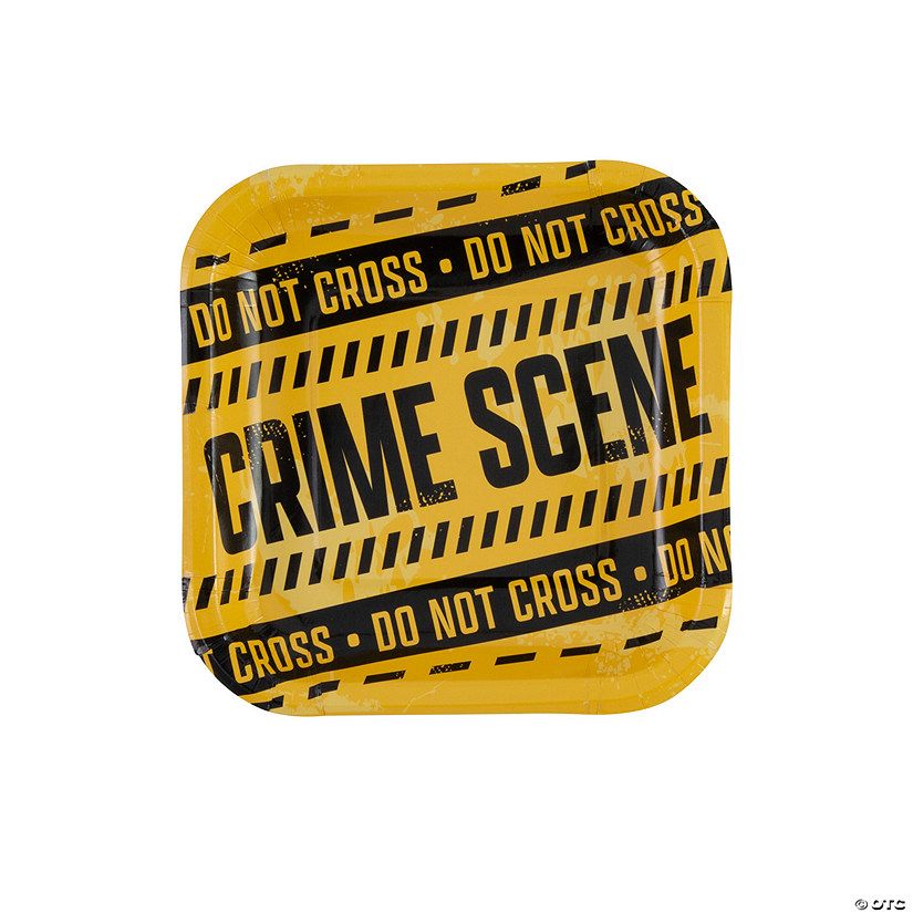 7" Mystery Party Crime Scene Tape Paper Dessert Plates - 8 Ct. | Oriental Trading Company