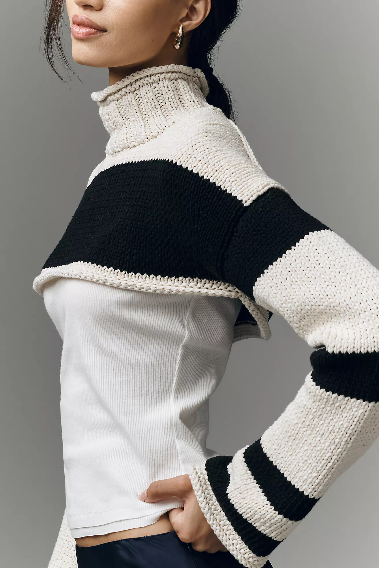 Pilcro Long-Sleeve Chunky Crop Stripe Sweater Tank Twofer | Anthropologie (US)