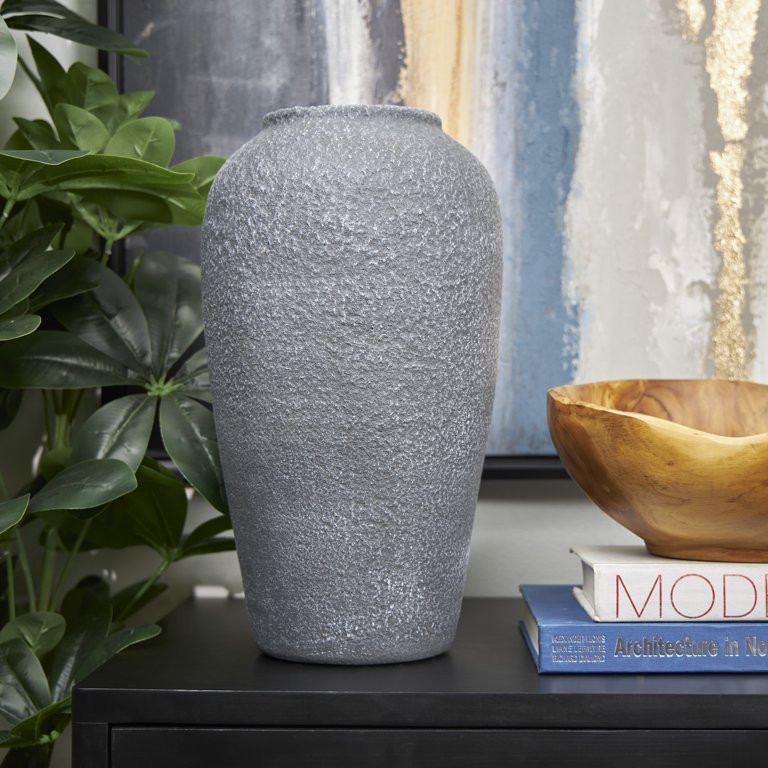 DecMode 15" Whitewashed Textured Black Ceramic Vase | Walmart (US)
