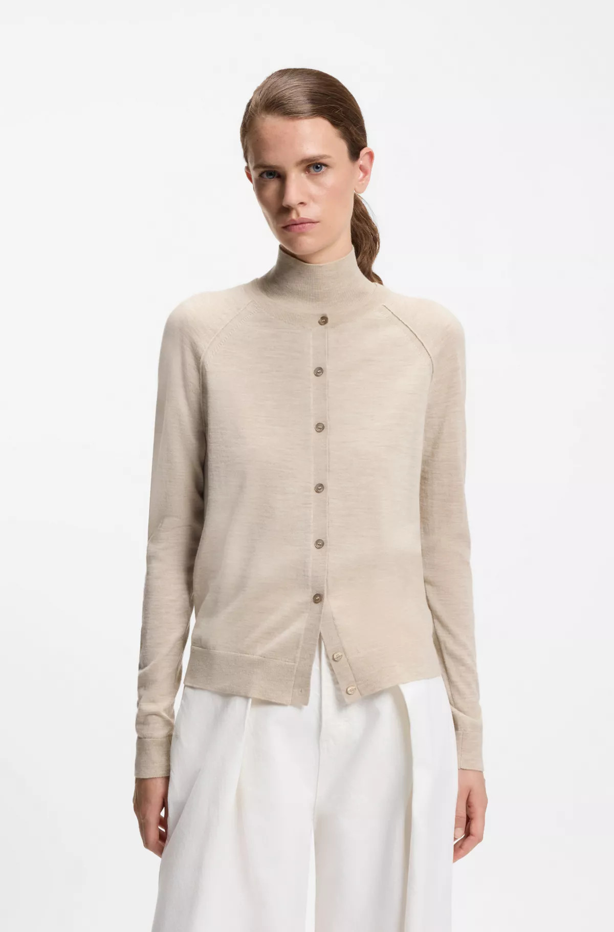 Cardigan mit Knöpfen aus extrafeiner Merinowolle | Hugo Boss DE