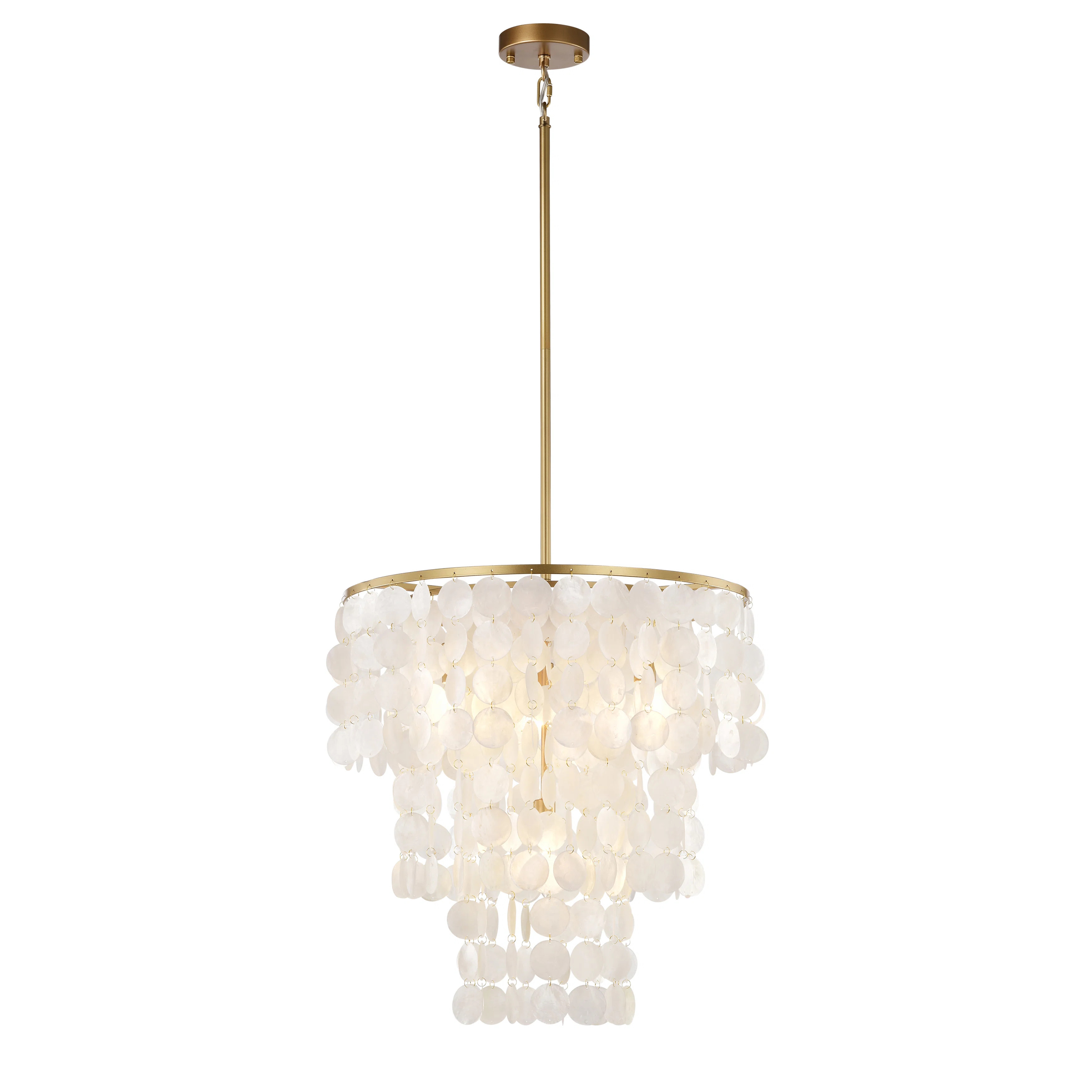 Zussen 4 - Light 20.5" Glossy Bronze Tiered Chandelier with Natural White Shell | Wayfair North America