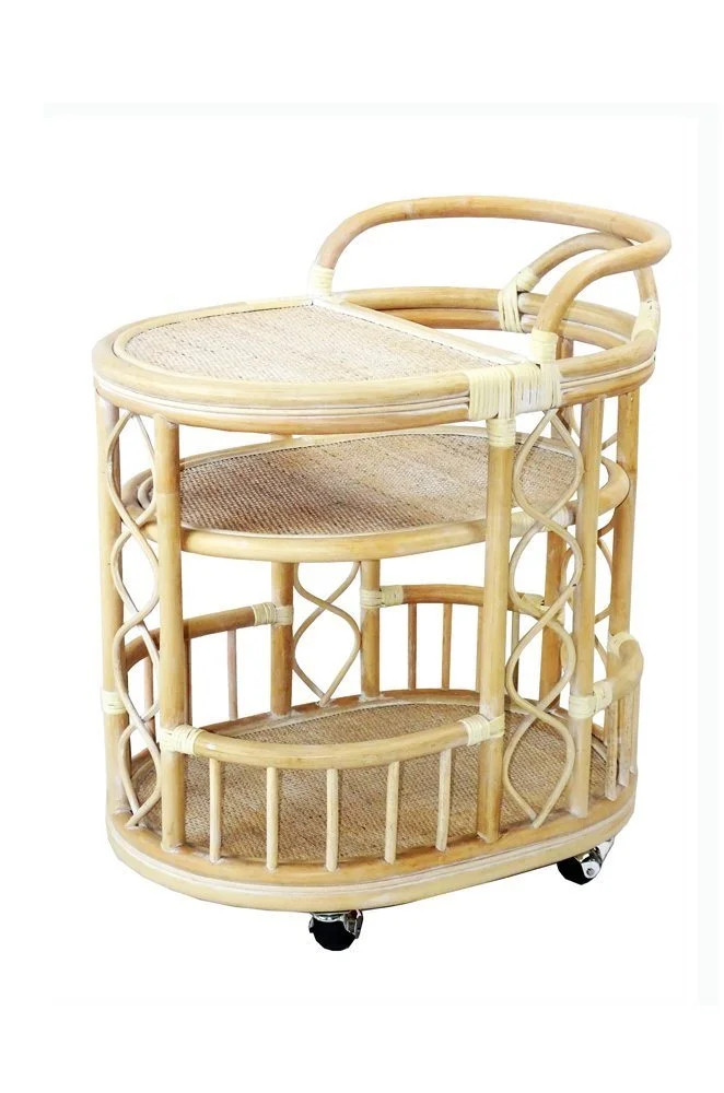 Trolly Moving Serving Cart Bar Table Natural Rattan Wicker ECO Handmade, White Wash - Walmart.com | Walmart (US)