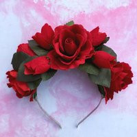 Red Rose Crown, Red Rose Headband, Red Flower Crown, Wedding Crown, Red Hair Accessory, Red and Green, Rose Hair Flower, Golden Plains | Etsy (UK)