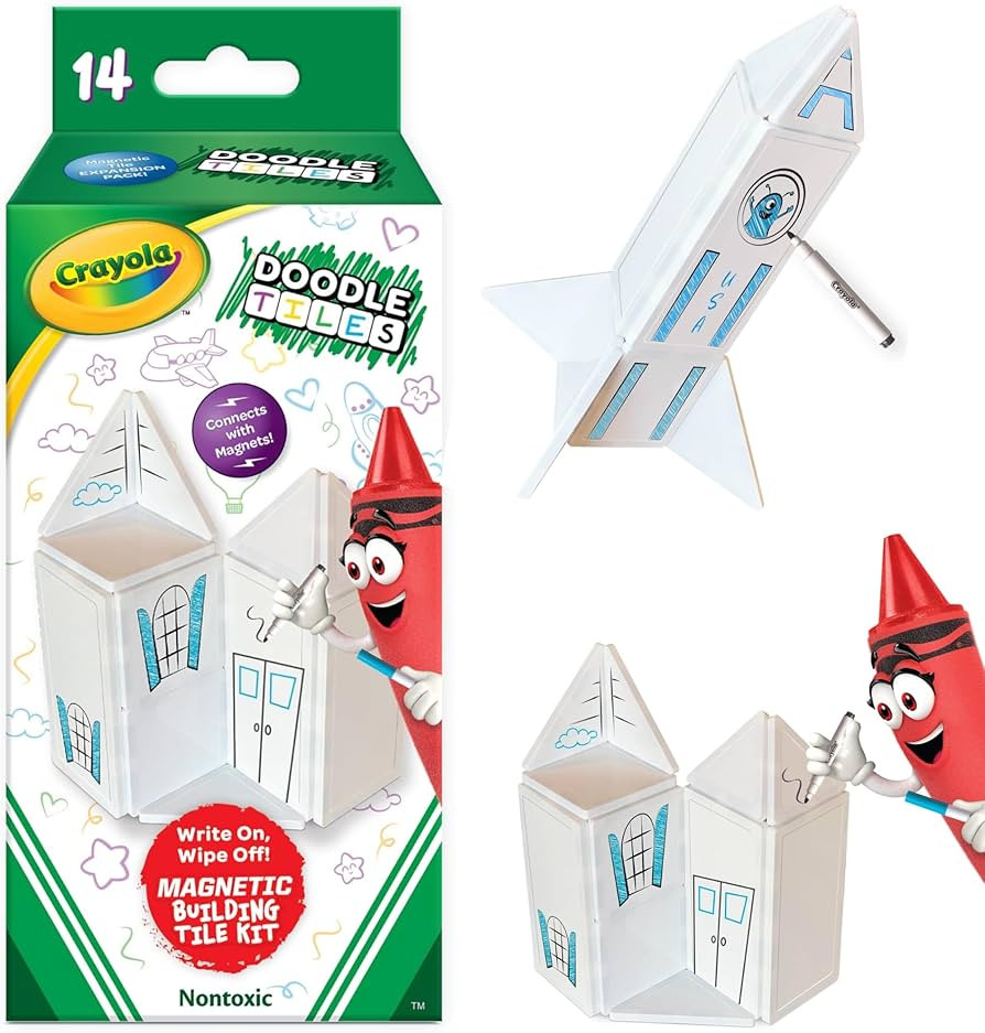 CreateOn Crayola Doodle Magnetic Tiles, Building Set for Kids, Magnetic Building Toys for Kids, S... | Amazon (US)