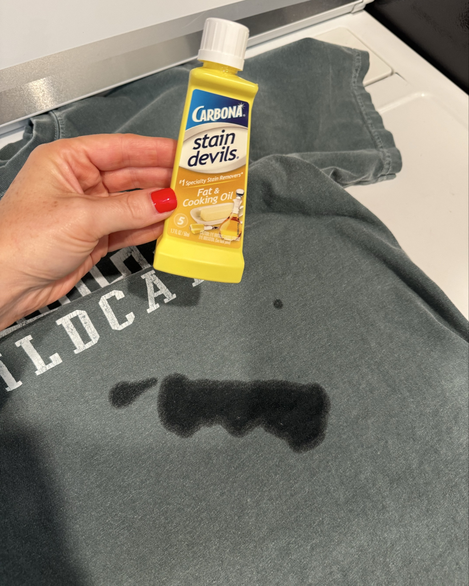 The ABSOLUTE GOAT for any type of oily stain. Foods, spit up, chapstick, almost anything. Even after it has already been through the dryer before you notice the stain. 

