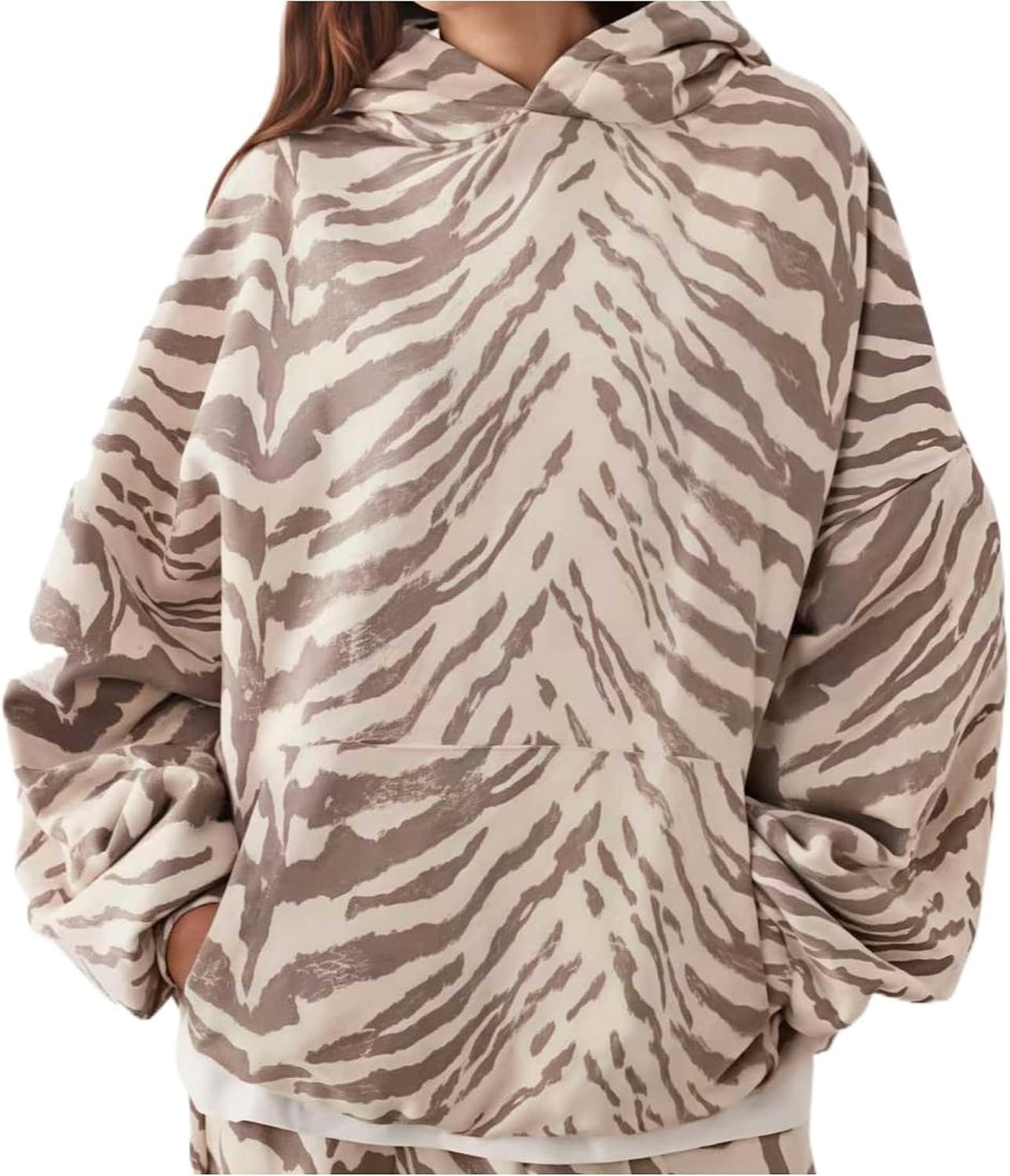 Vintage Striped Leopard Pullover Hoodie Grunge Oversized Streetwear | Amazon (US)