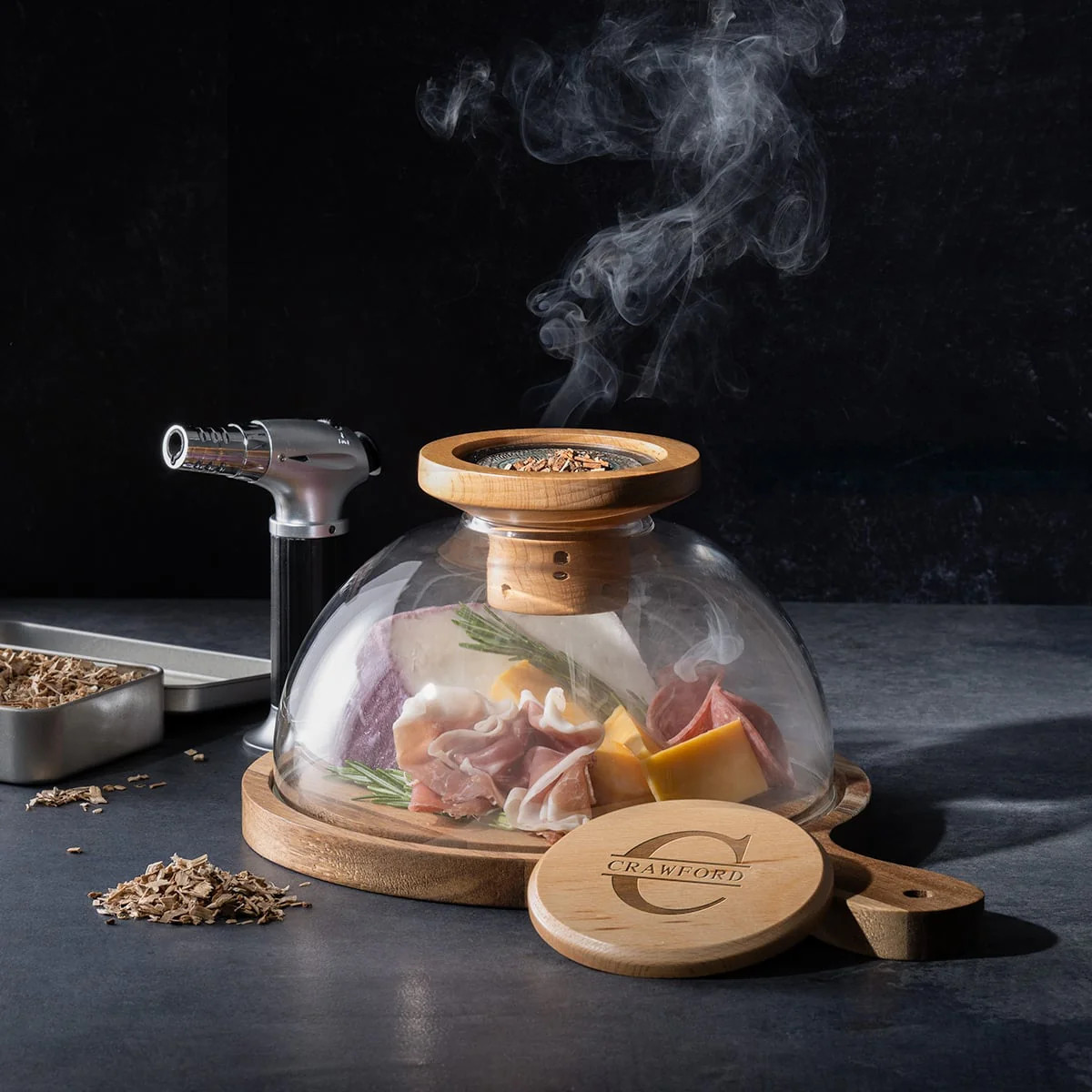 Hartford Charcuterie Smoking Cloche, 9pc Cheese Smoker Kit | HomeWetBar.com