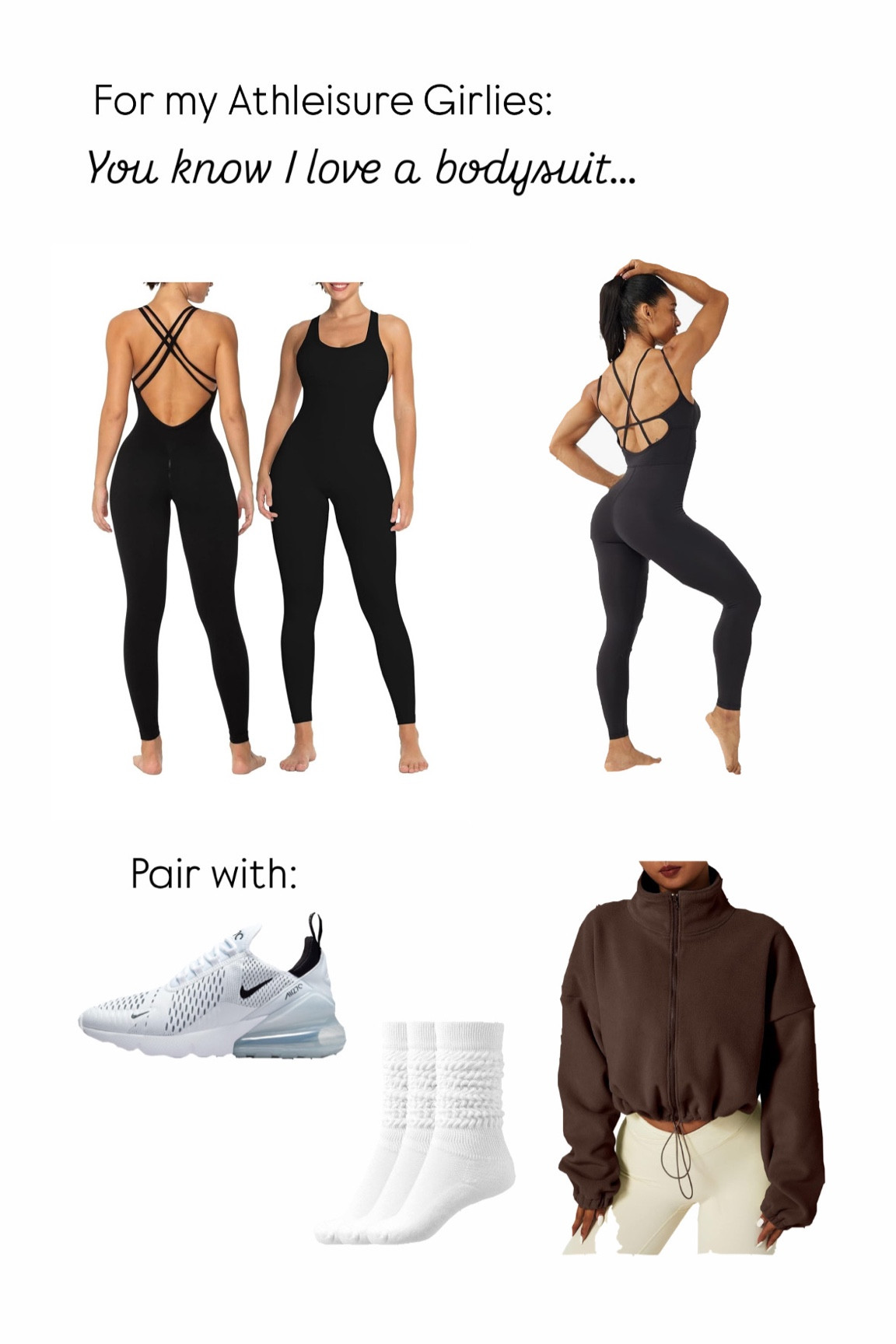 I love a bodysuit, especially for Pilates. It just lets me flex and move and keep it all covered. Add a jacket and sneakers for after! 

#LTKStyleTip #LTKActive #LTKFitness