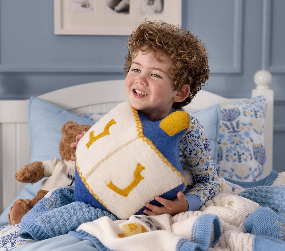 Rifle Paper Co. Hanukkah Dreidel Pillow | Pottery Barn Kids