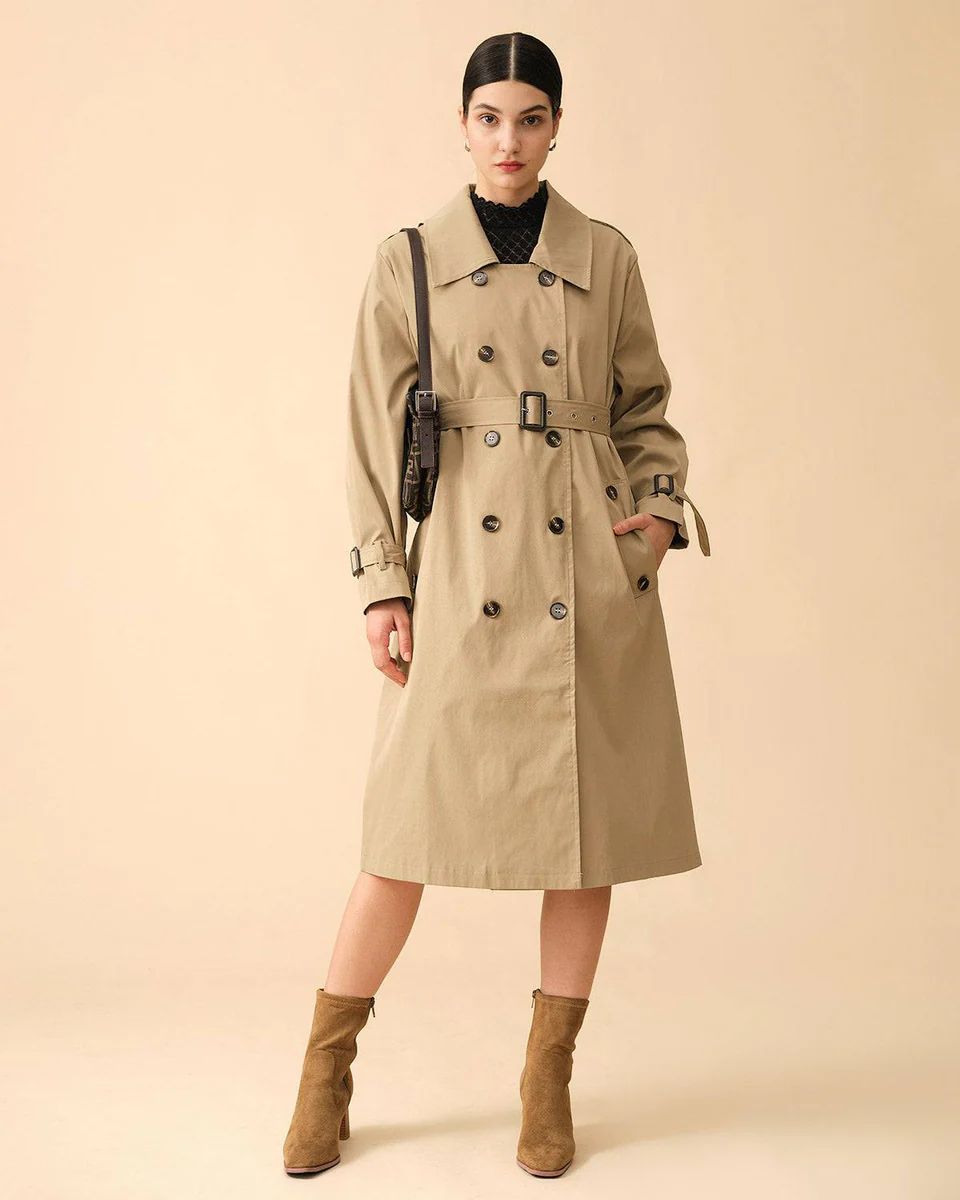 The Double Breasted Vintage Trench Coat & Reviews - Khaki - Outerwear | RIHOAS | rihoas.com