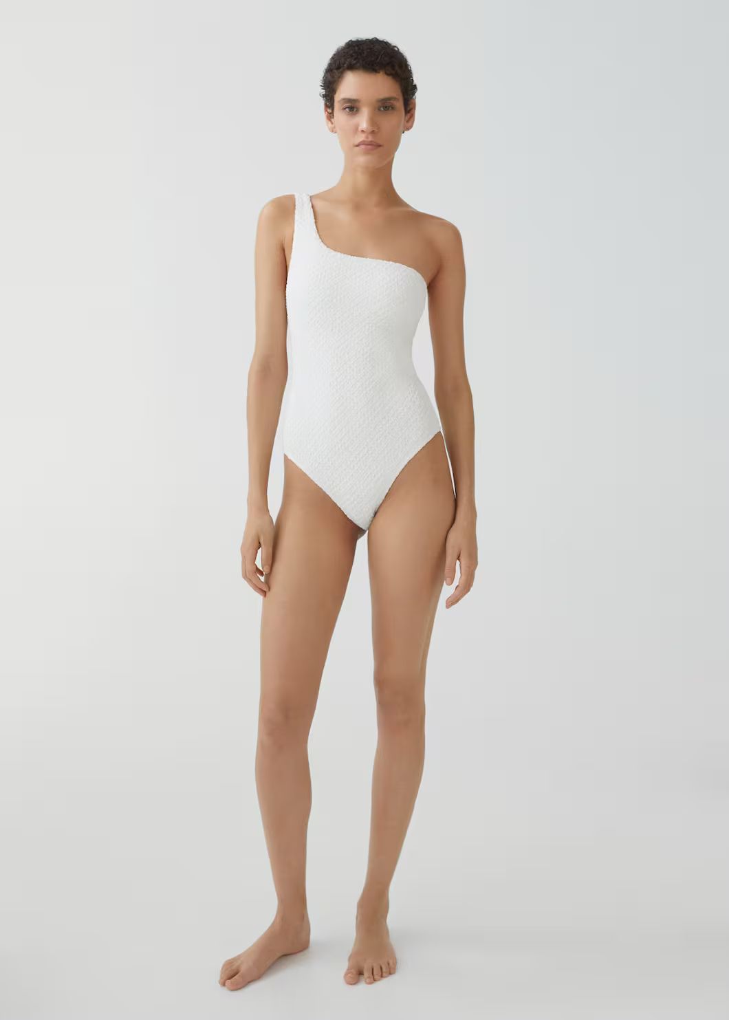 Asymmetrical textured swimsuit -  Women | Mango USA | MANGO (US)