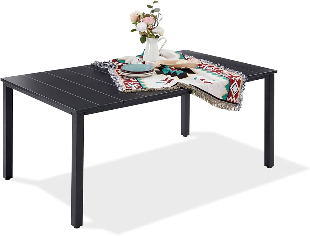 VICLLAX Rectangle Outdoor Dining Table for 6 Person, All Weather 35"x 63" Patio Table for Lawn Ga... | Amazon (US)
