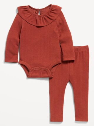 Ruffled Pointelle-Knit Bodysuit and Pants Set for Baby | Old Navy (US)