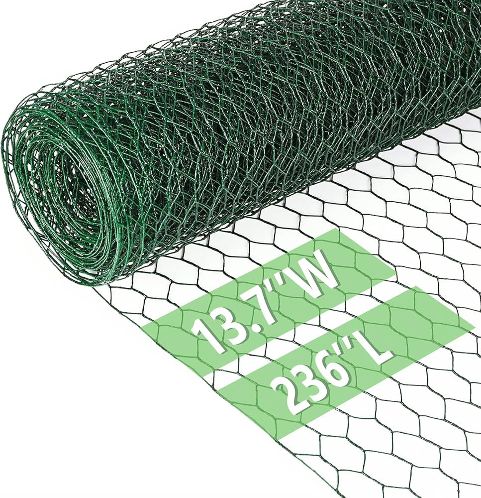 Chicken Wire 13.7 in x 236 in Poultry Wire Netting Hexagonal Galvanized Mesh Garden Fence Barrier... | Amazon (US)