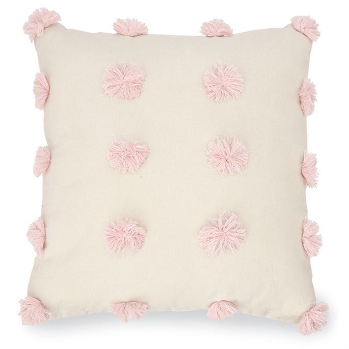 Mud Pie Pink Pom-Pom Tassel Canvas Pillow | Mud Pie (US)