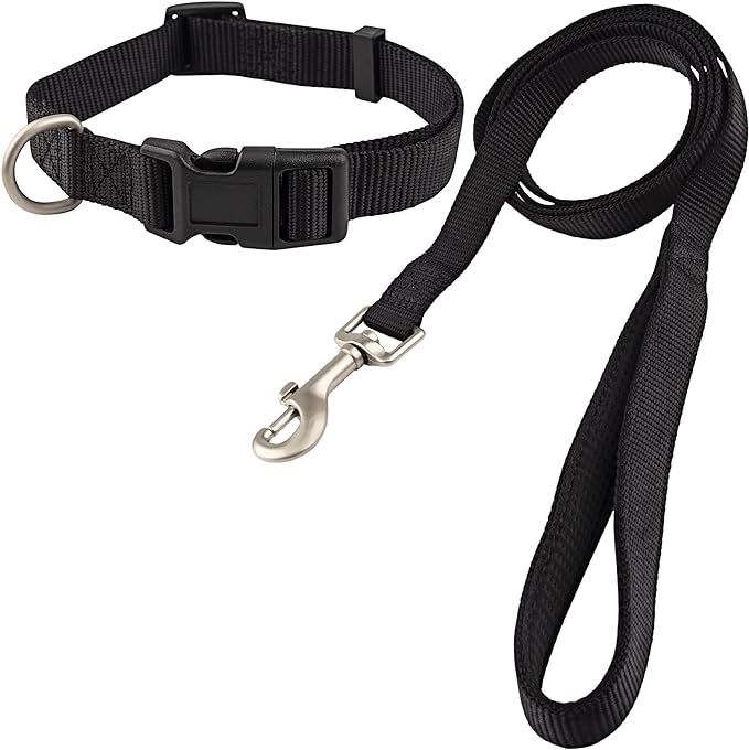 Dog Collar and Leash Set, Nylon Collar and Leash for Dogs Classic Solid Colors for Small Medium L... | Amazon (US)