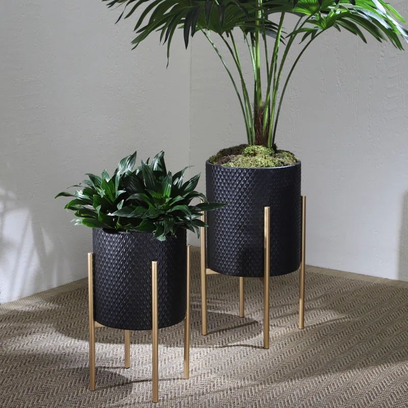 2 Piece Metal Planter Display Stand Set | Wayfair North America