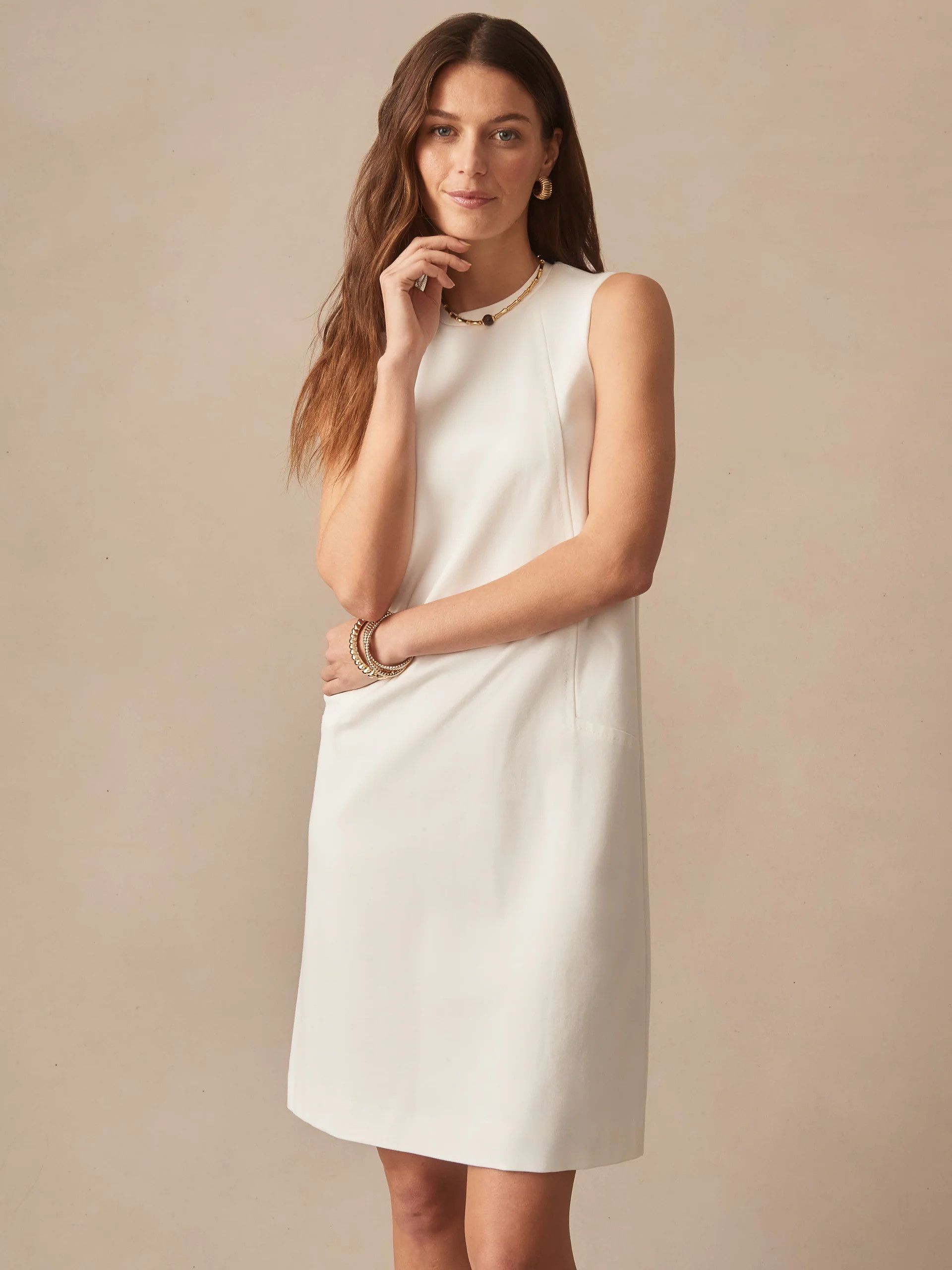 Ivory Solid Alicia Dress | Women's Dresses | J.McLaughlin | J.McLaughlin