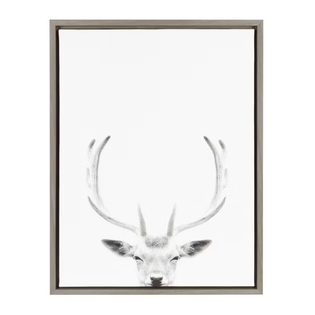 24" x 18" Sylvie Deer with Antlers And Portrait By Simon Te Tai Framed Wall Canvas - Kate & Laure... | Target