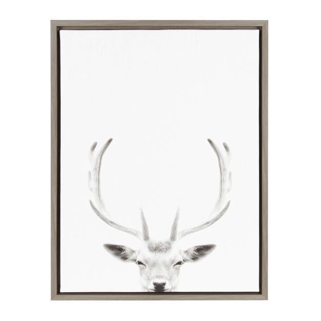 24" x 18" Sylvie Deer with Antlers And Portrait By Simon Te Tai Framed Wall Canvas - Kate & Laure... | Target