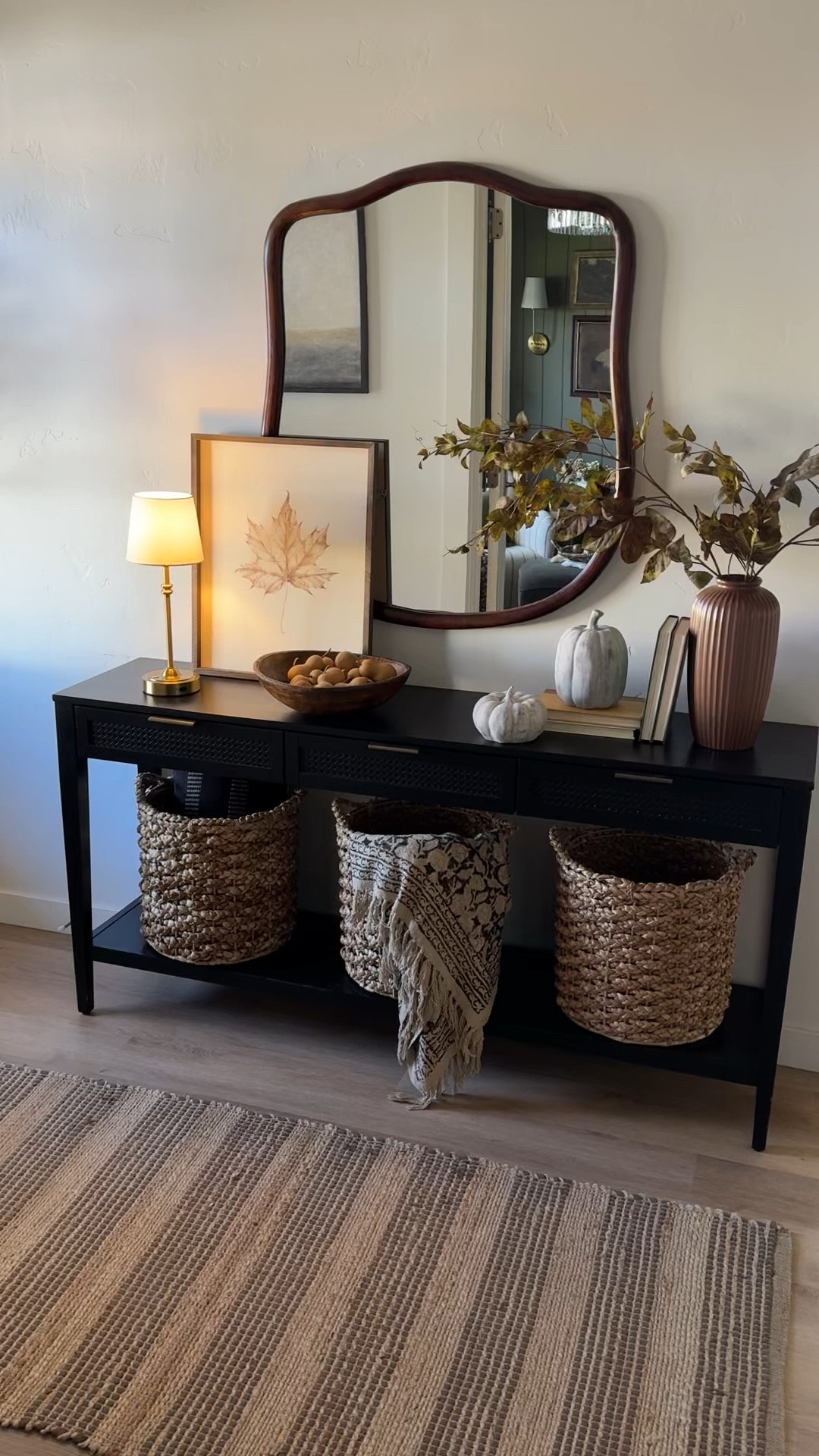 Amazon cordless lamp, rechargeable portable lamp, Amazon find, Amazon home

Entryway inspiration, console table styling, home decor, transitional style, organic modern, black console table, paper mache bowl, brass candlesticks, large wicker basket, vintage throw, rattan conical lamp shade, antique inspired large mirror, minka pot, modern mirror, large mirror, Loloi rug, transitional design, low pile rug, wall art, collected look
 

#LTKHome #LTKVideo #LTKSaleAlert