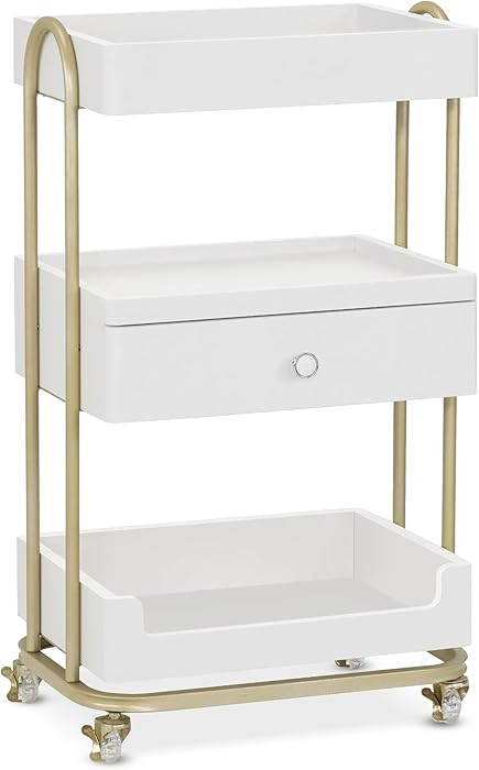 BarberPub Salon Trolley Cart with Lockable Wheels, Stylist Trolley with 3 Shelves, Salon Storage ... | Amazon (US)