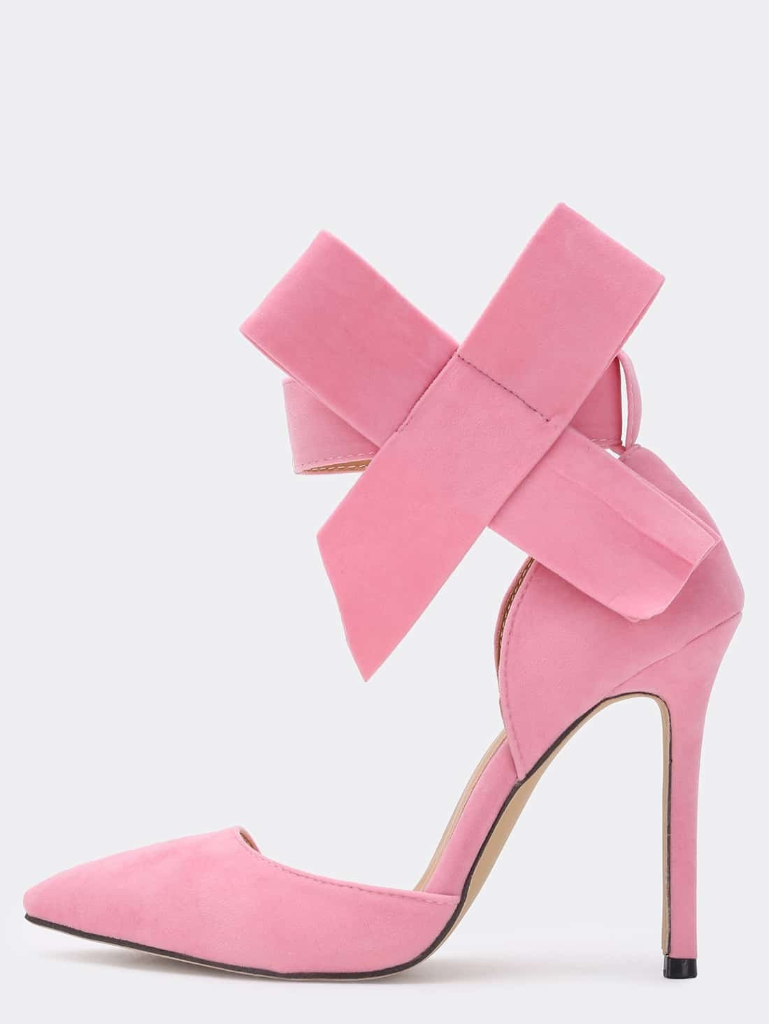 Pink With Bow Slingbacks High Heeled Pumps | Romwe