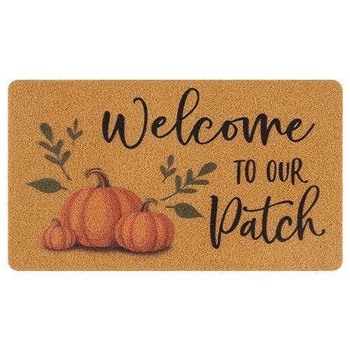 UINI Fall Door Mat, Pumpkin Welcome Mats Outdoor Indoor, Welcome to Our Patch Autumn Front Door Mats, Non Slip Fall Harvest Door Rug, Resist Dirt, 17" x 30", Easy to Clean | Amazon (US)